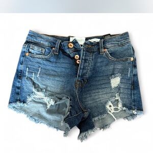 Distressed Blue Denim Shorts